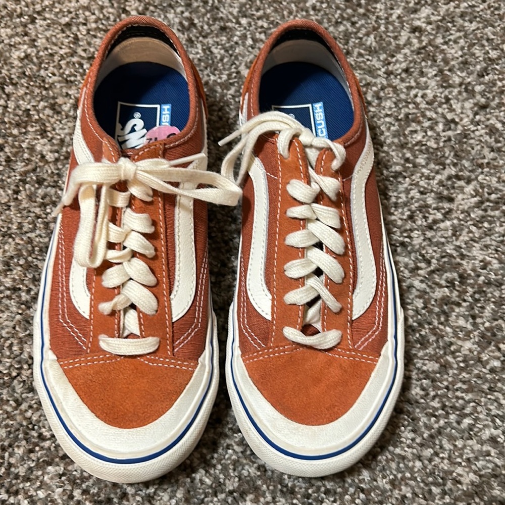 Vans pumpkin suede and linen sneakers